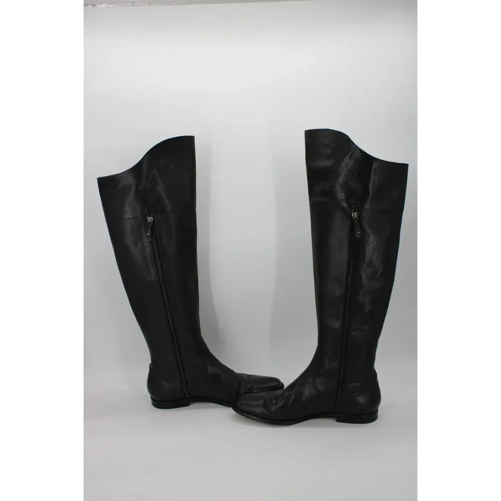 Black Women's Tall Leather Riding Boots